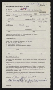 Entry card for Wrzesinski, Jan for the 1989 May Show.