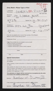 Entry card for Dunn, Charles W., III for the 1993 May Show.