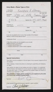 Entry card for Raffel, Edward A. for the 1993 May Show.