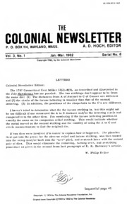 The Colonial Newsletter, no. 6