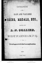 Catalogue Of Rare and Valuable Coins, Medals, Etc. Owned By L. N. Collier