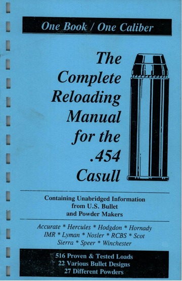 The Complete Reloading Manual 824513004542 .454 Casull Loadbooks 