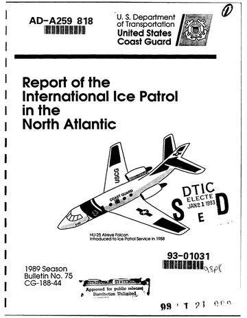 DTIC ADA259818: Report of the International Ice Patrol in the North Atlantic. 1989 Season ...