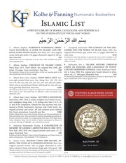 Kolbe & Fanning Numismatic Booksellers Islamic List