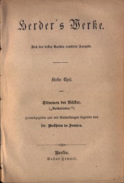 Johann Gottfried Herder, Stimmen der Völker (