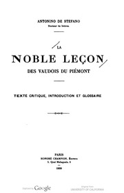 La noble leçon des Vaudois du Piémont. Texte criti