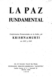 La Paz Fundamental   Jiddu Krishnamurti