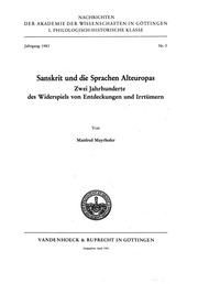 Mayrhofer   Sanskrit und die Sprachen Alteuropas (