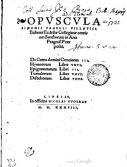 Opuscula : conciones de coena domini, hymna, epigr...