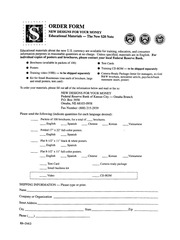Order Form for New $20 Bill Educational Materials