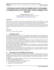 POWER QUALITY ISSUES, PROBLEMS, STANDARDS & THEIR ...