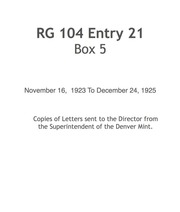 Letters sent to the Director from the Superintendent of the Denver Mint