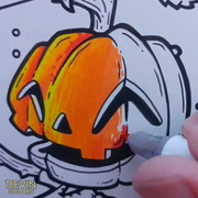 Coloring a pumpkin guy