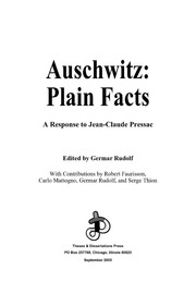 Rudolf, Germar   Auschwitz   Plain Facts   A Respo...
