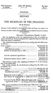 Report of the Secretary of the Treasury on the State of the Finances (1853)