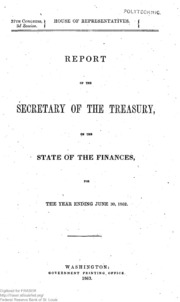 Report of the Secretary of the Treasury on the State of the Finances (1862)