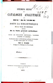 Spécimens réunis du Catalogue analytique et du Gui...