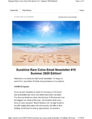 Sunshine Rare Coins Email Newsletter #16