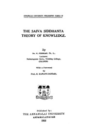 The Saiva Siddhanta   Theory of Knowledge by V Pon...
