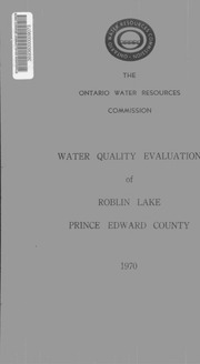 Water quality evaluation of Roblin Lake, Prince Ed...