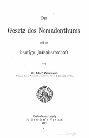 Wahrmund, Adolf   Das Gesetz des Nomadentums und d