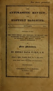 Ward H D The Antimasonic Review And Monthly Magazi...