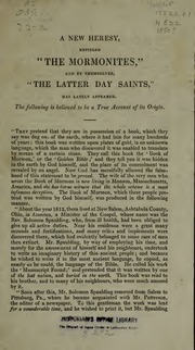 A New Heresy Entitled The Mormonites (1850)