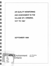 Air quality monitoring and assessment in the village of L'Original : 1977 to 1987. [1989]