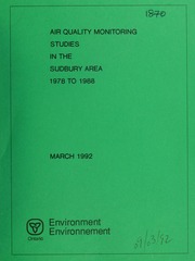 Air quality monitoring studies in the Sudbury area, 1978 to 1988 : report [1992]
