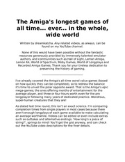 The Amiga's longest games of all time    ever    i...