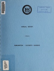 Burlington Elizabeth Gardens  water pollution control plant,  annual report  1962