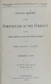 Annual Report of the Comptroller of the Currency to the Third Session of the Fifty-Fifth Congress of the United States, Volume II