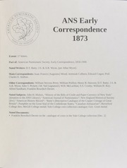 ANS Early Correspondence, 1873 [ANS Archives]