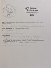 ANS Treasurer Charles Pryer Correspondence 1904 [ANS Archives]
