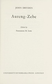 Cover of edition aurengzebe0000dryd