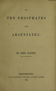 Cover of: On the phosphates and arseniates [and other chemical essays]