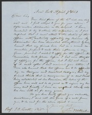 Letter from Edward N. Kent to James Curtis Booth, April 9, 1853