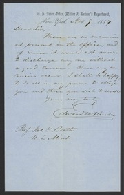 Letter from Edward N. Kent to James Curtis Booth, November 9, 1854