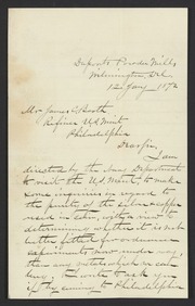 Letter from Lieutenant Commander J. D. Marvin to James Curtis Booth, January 12, 1872