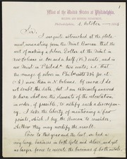 Letter from James Curtis Booth to Daniel M. Fox, October 1, 1885