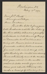 Letter from R.E. Preston to Margaret M. Booth, February 19, 1890