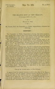 The branch mint at New Orleans : to accompany bill H.R. 313, March 31, 1842