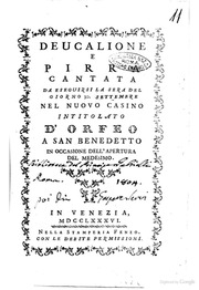 Deucalione e Pirra cantata da eseguirsi la sera de...