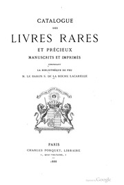 Catalogue des livres rares et précieux manuscrits 