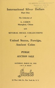 Catalogue : International silver dollars ... [03/22/1952]