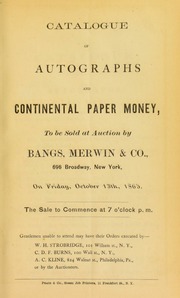 Catalogue of autographs and continental paper money ... [10/13/1865]