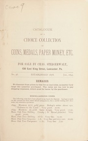 Catalogue of a choice collection of coins, medals, paper money, etc. [Fixed price list number 36, January 1893]
