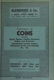 Catalogue of coins, including Greek, Roman, English, European, Indian, and American, [also] seventeenth century tokens, the collection of the late W.E. Barry, Esq., Camden Square; [also] the collection of the late W.I. Williams, Cardiff;  ... [09/22/1937]