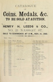 Catalogue of coins, medals, &c. to be sold at auction ... [11/21/1863]