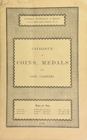 Catalogue of ... coins and medals, including rare Irish badges and a few war medals, the property of H.S. Guinness, Esq., of Burton Hall, Stillorgan, co. Dublin; ... coins, ... and ... medals, including a rare badge of James I on the attempted union of England and Scotland, 1604, [from various properties] ... [04/21/1920]